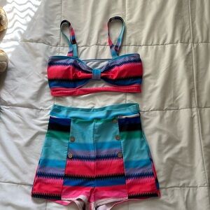 Colorful Striped Bikini Set